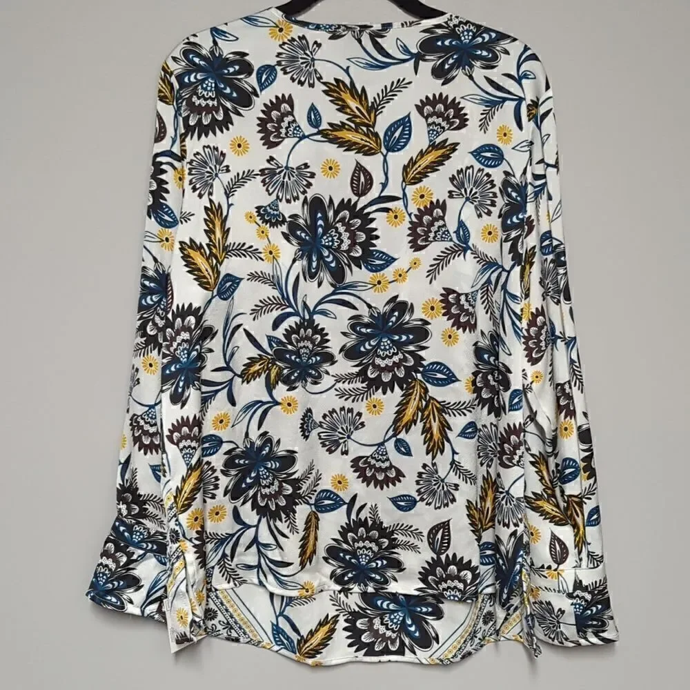 NWT Liz Claiborne White Floral Long Sleeve Blouse - Picture 5 of 7
